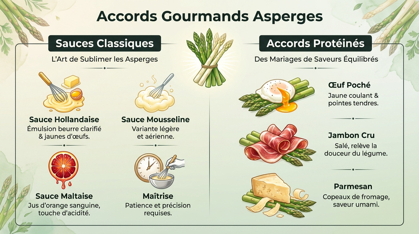 Asperges blanches nappées d'une sauce hollandaise onctueuse et citronnée