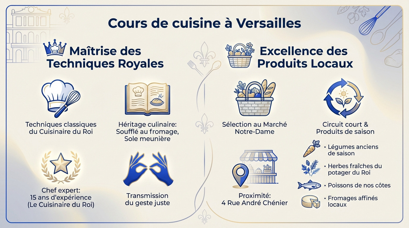 Atelier de cuisine professionnel à Versailles pour apprendre la gastronomie française