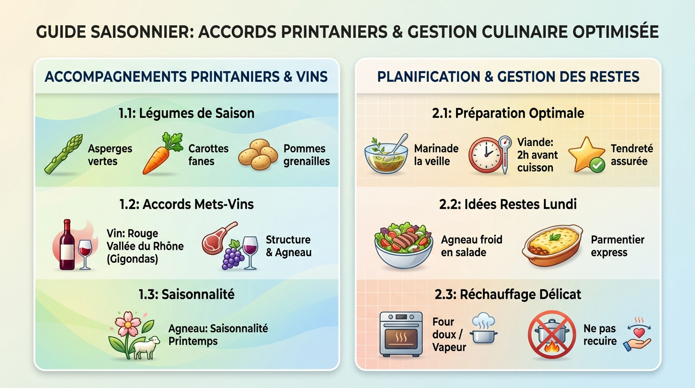 Accompagnements printaniers et légumes de saison pour le gigot d'agneau de Pâques