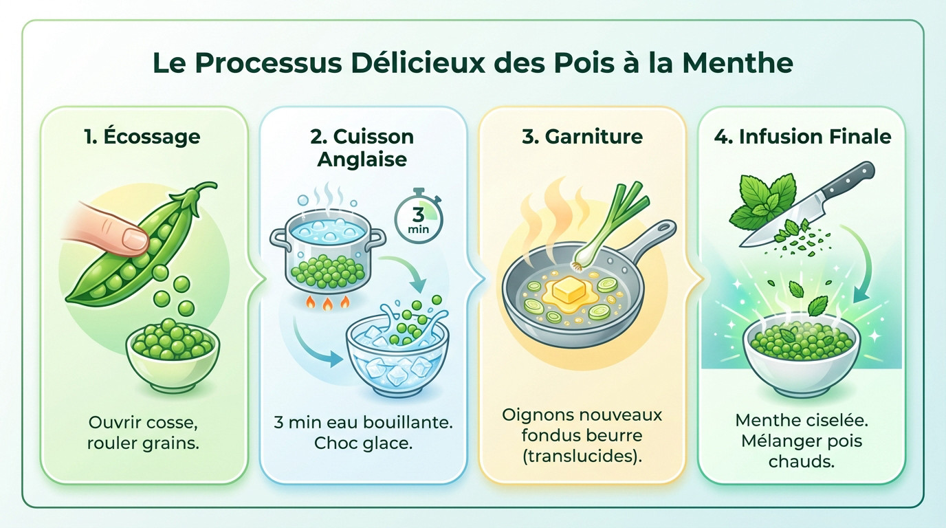 Petits pois frais et menthe pour une recette printanière de chef