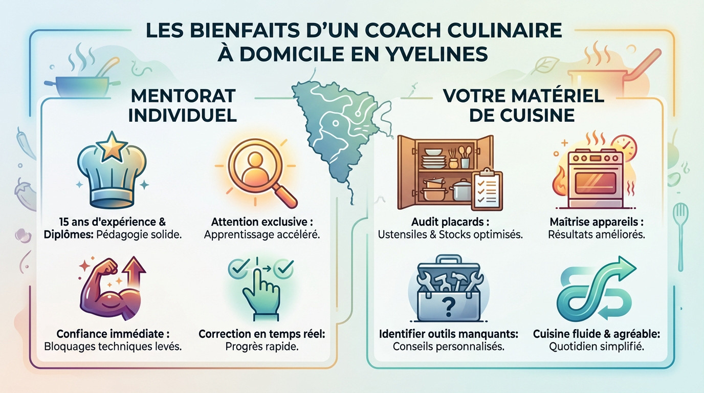 Chef professionnel proposant un accompagnement culinaire personnalisé à domicile dans les Yvelines