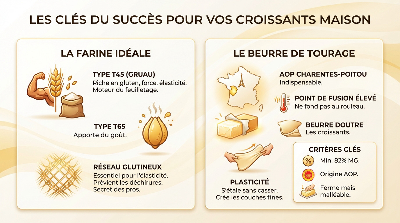 Farine et beurre AOP pour réussir ses croissants maison