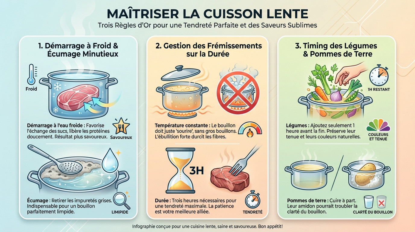 Cuisson lente du pot-au-feu traditionnel
