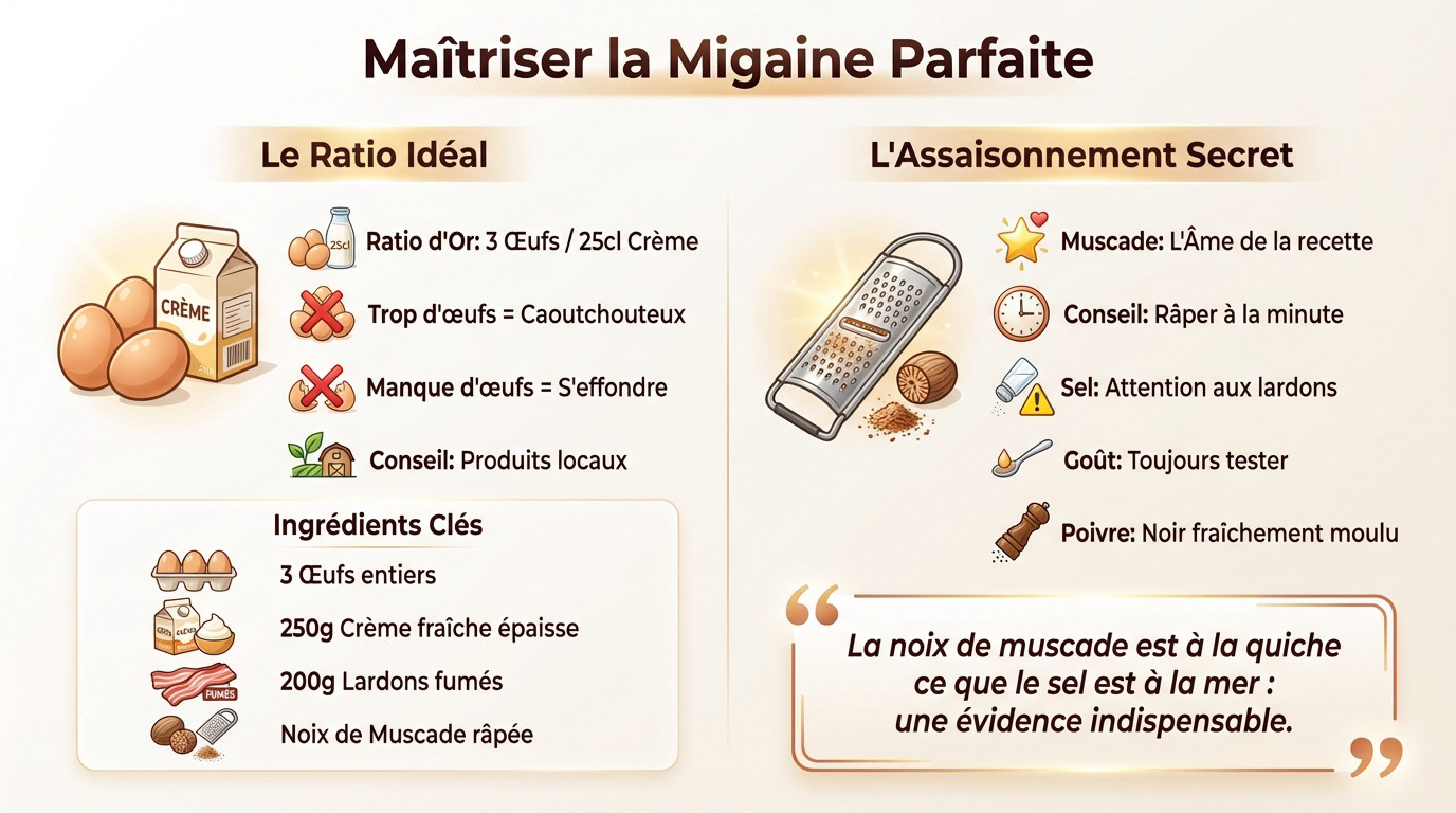 Préparation de la migaine traditionnelle pour une quiche lorraine sans fromage