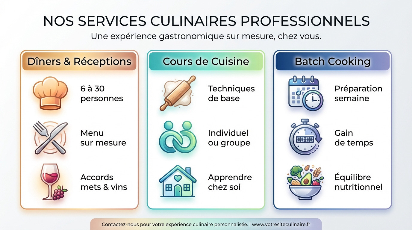 Chef professionnel préparant un dîner gastronomique à domicile dans les Yvelines