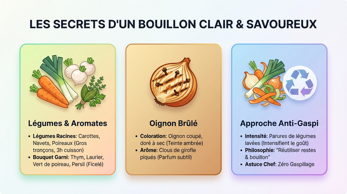 Secrets d'un bouillon de pot au feu clair et savoureux